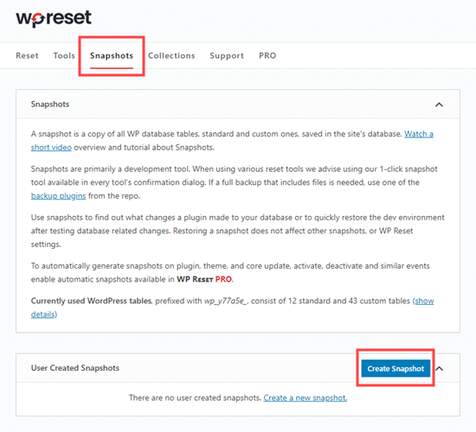 Create Snapshot