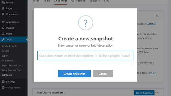 Create snapshot