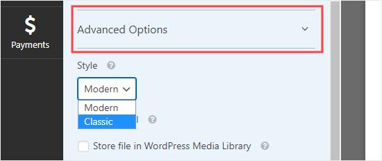 Advanced Options
