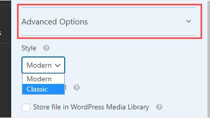 Advanced Options