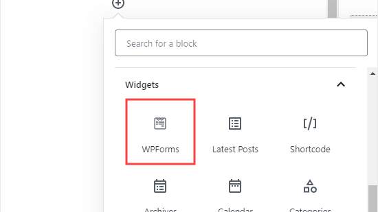 WPForms block