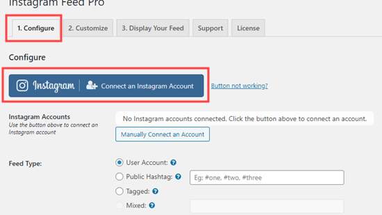Instagram Account button.