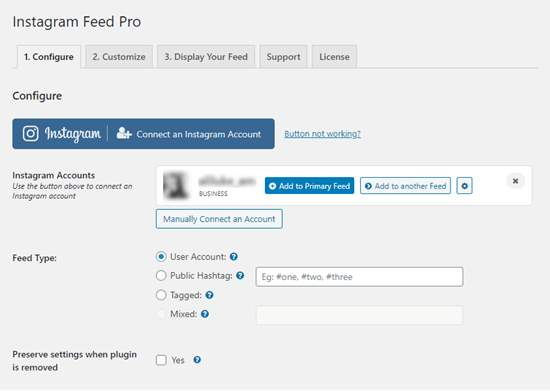 Connect from your WP dashboard
