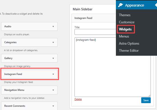 Appearance – Widgets