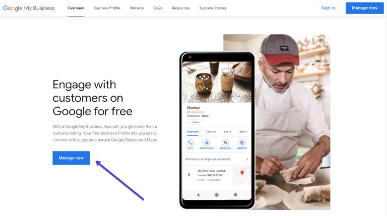 official Google My Business page