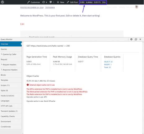 Query monitor plugin