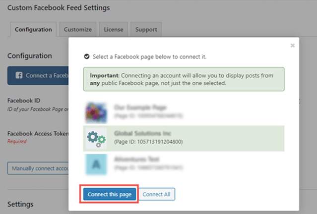 fb page select