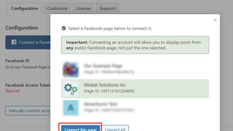 fb page select