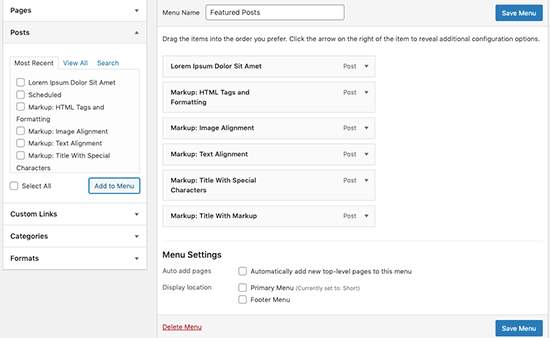 saving menu