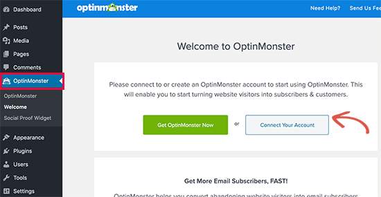 OptinMonster account