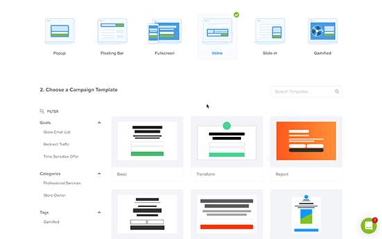campaign template and type.
