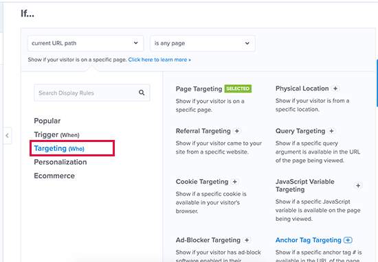 Targeting users