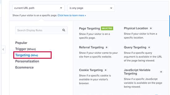 Targeting users