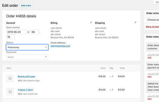 order details