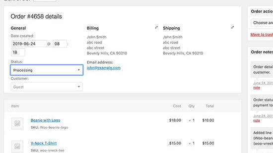 order details