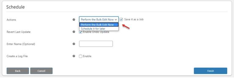 Scheduling bulk edit