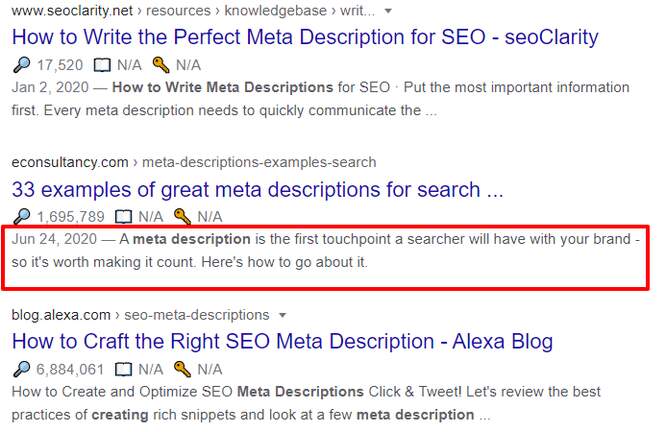 *Meta descriptions