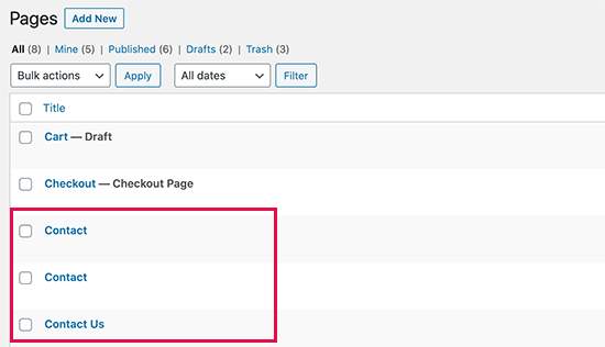 delete pages