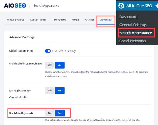 Search Appearance – Advanced