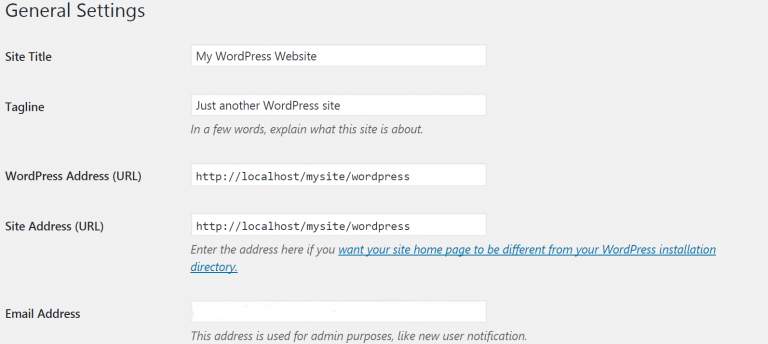Settings – General tab