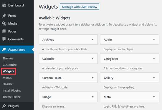 WP sidebar