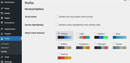 WP-Admin Color Palette