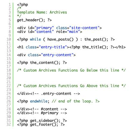 page-archove.php file