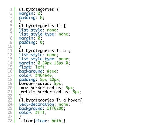 design of the list