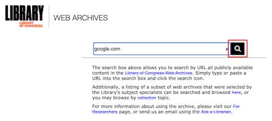 Library of Congress Web Archive