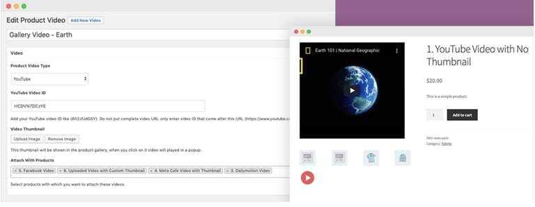 Product Video for WooCommerce example