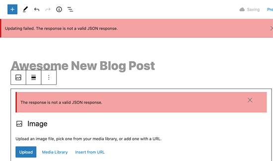 reason for the Invalid JSON Error i