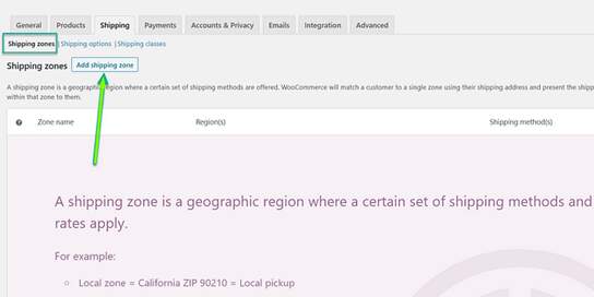 add shipping zone