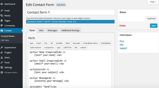 edit contact form