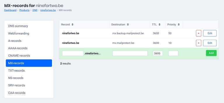 Email delivery can be directed to the secondary email server