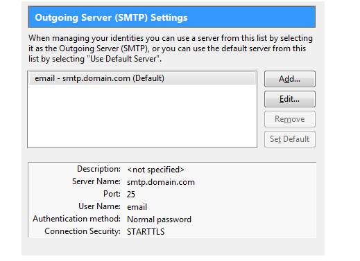 SMTP settings