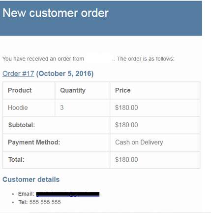 New customer order