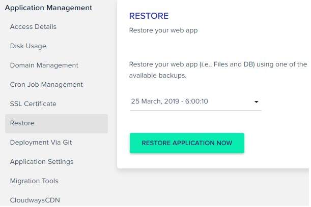 Restore manag