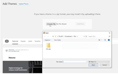 upload theme