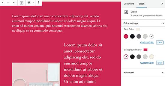 Color groups