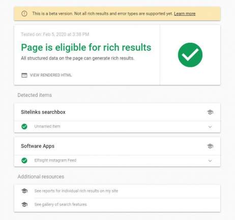 Rich results test
