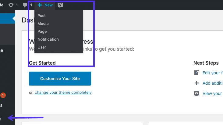 wp dashboard