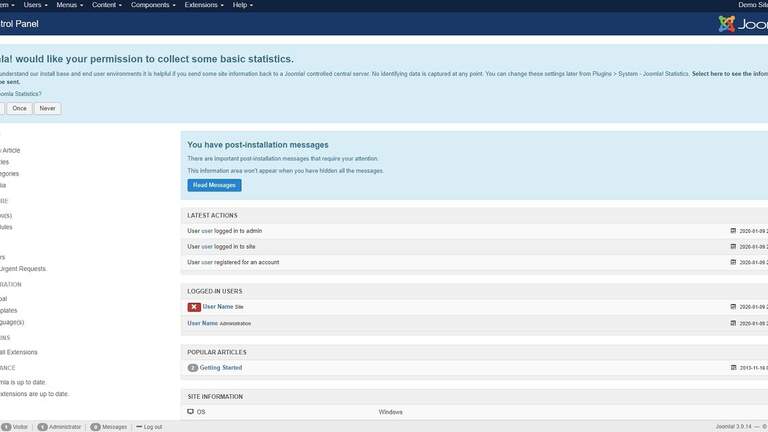 joomla interface