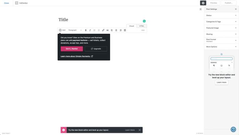 wordpress.com editor
