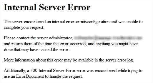 internal server error