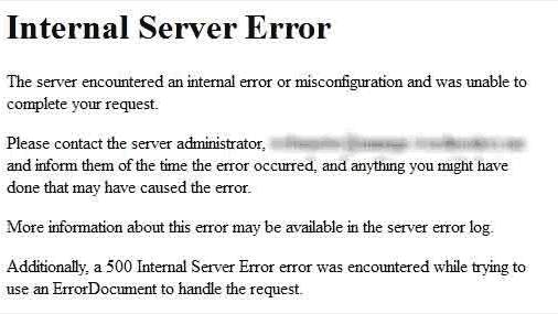 internal server error