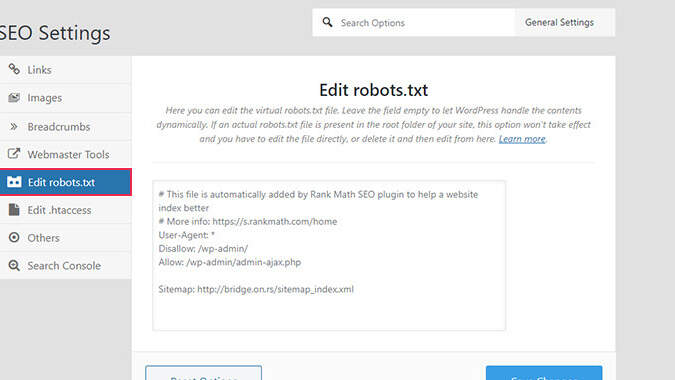 Edit Robots.txt