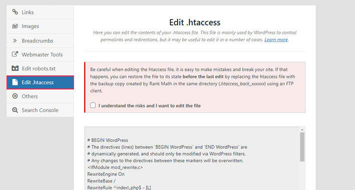 Edit. htaccess