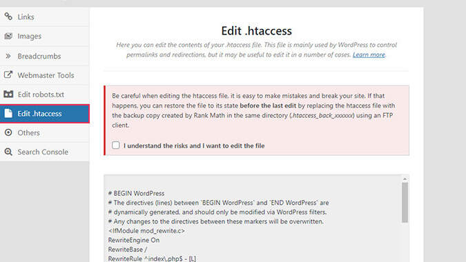 Edit. htaccess