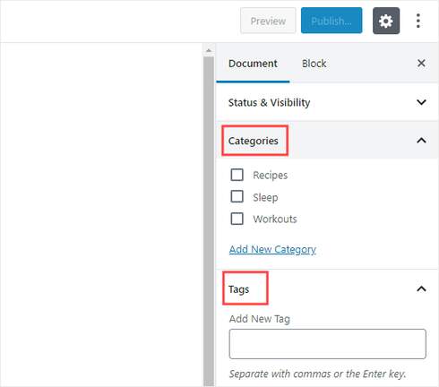 adding categories tags