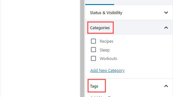 adding categories tags